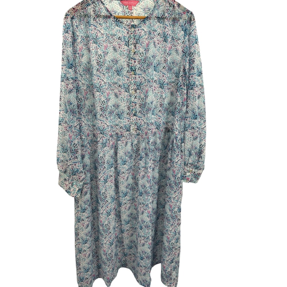 Simply Southern‎ Collection Women's Size L Floral Print Button Front Midi Dress